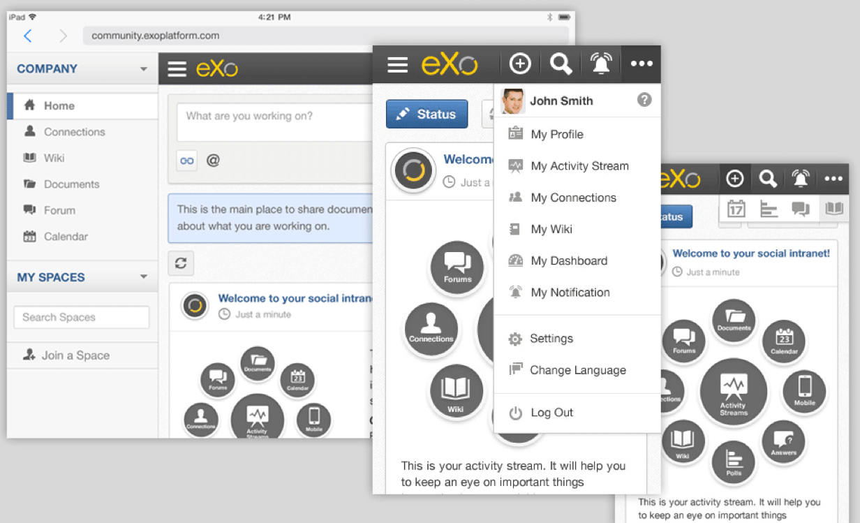 Responsive eXo Platform for mobile