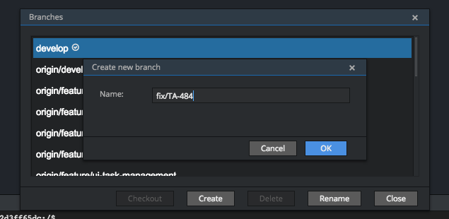 New branch creation on Git branch