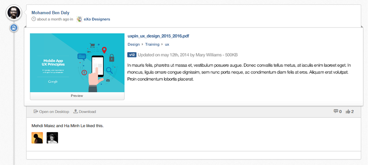 Feature for document management