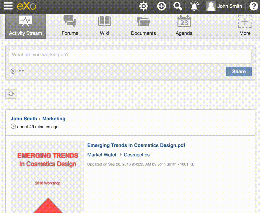 Quick document search field
