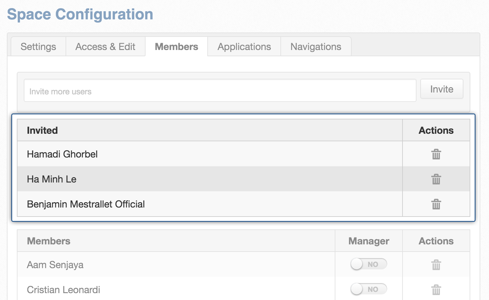 Members invitations review and management