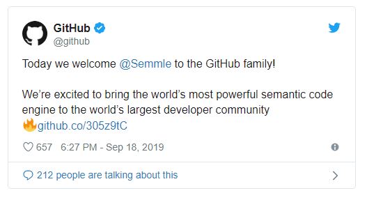 GitHub welcome Semmle